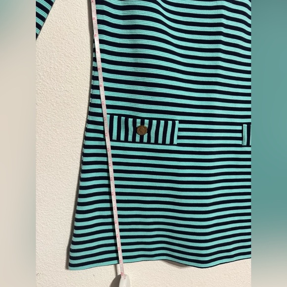 Lilly Pulitzer Charlene 3/4 Sleeve Shift Dress -Tropez Blue Navy Stripe -M - Picture 6 of 7